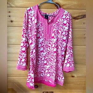 Bella Womens pink floral tunic Size M NWOT